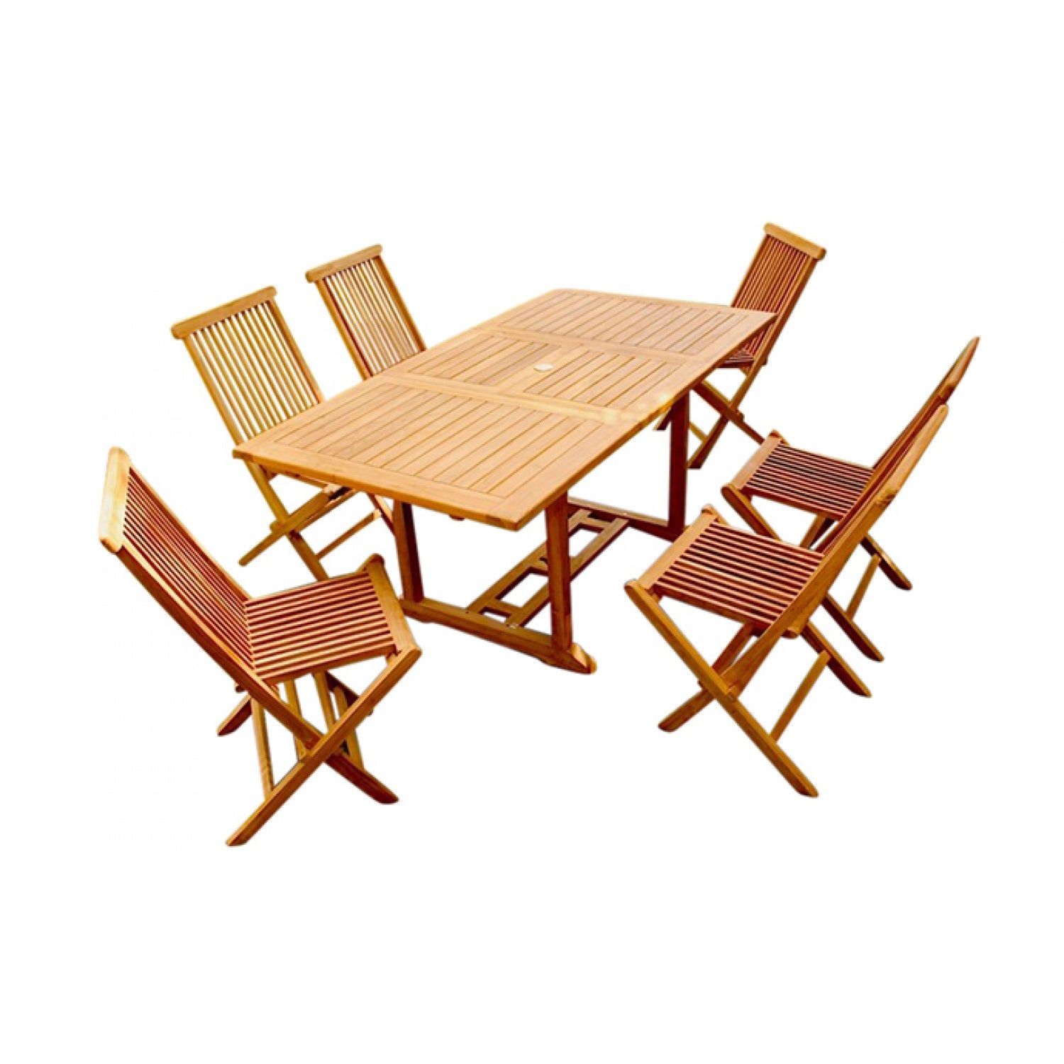 Table de jardin rectangulaire et 6 chaises en teck LIRENO