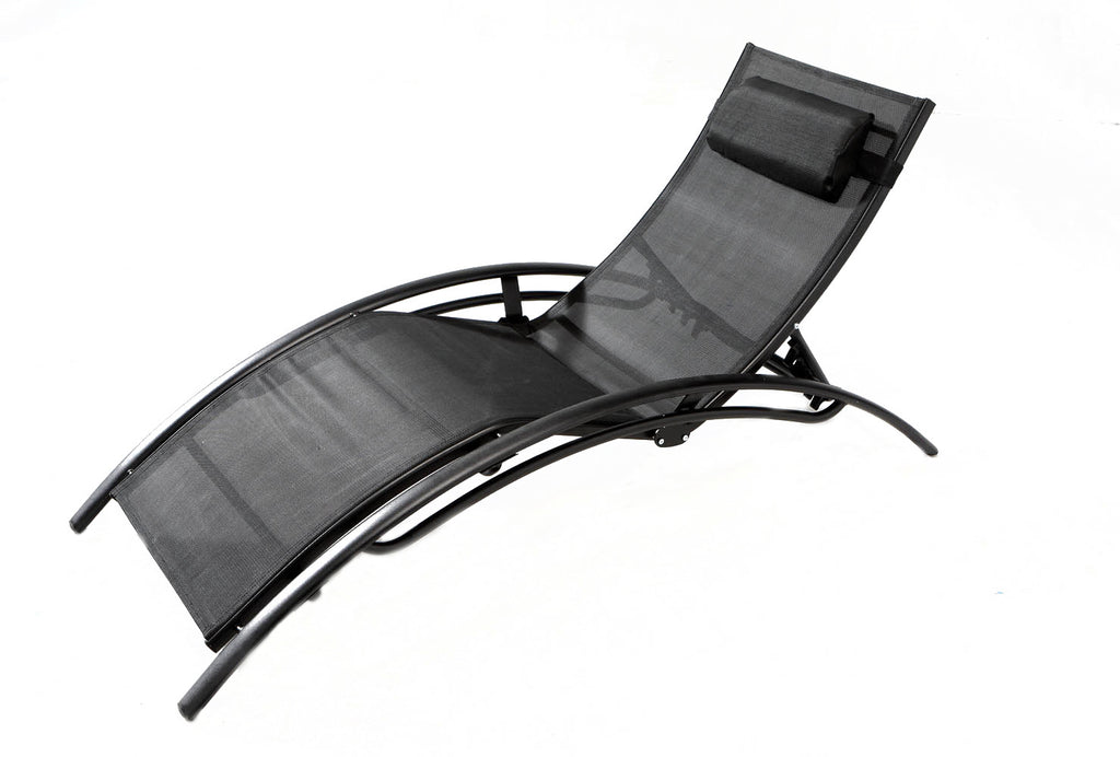 Transat ajustable et empilable avec pieds en acier noir WINORA