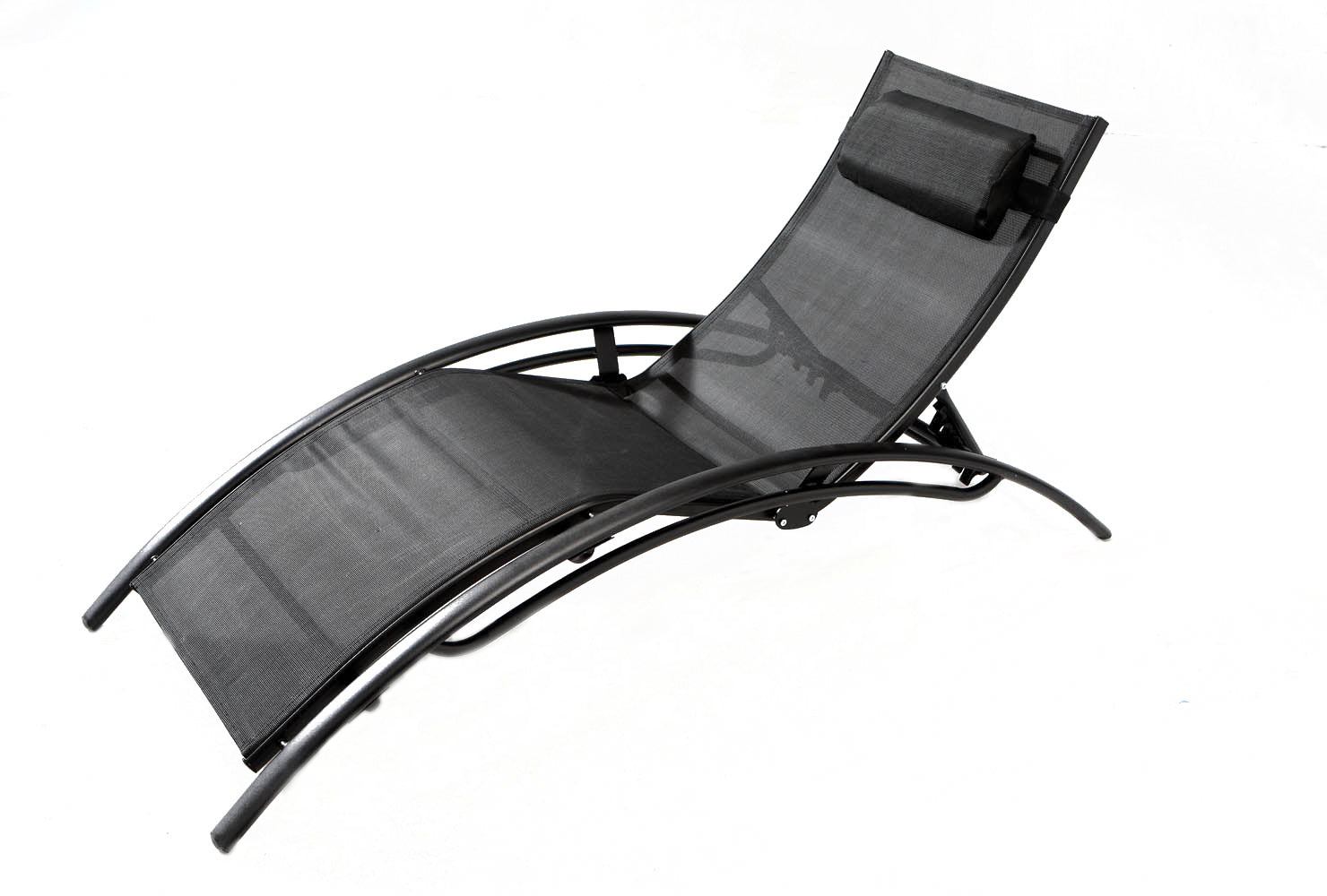 Transat ajustable et empilable avec pieds en acier noir WINORA