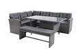 Salon de jardin 8 places en résine anthracite et coussins verts OSCAR