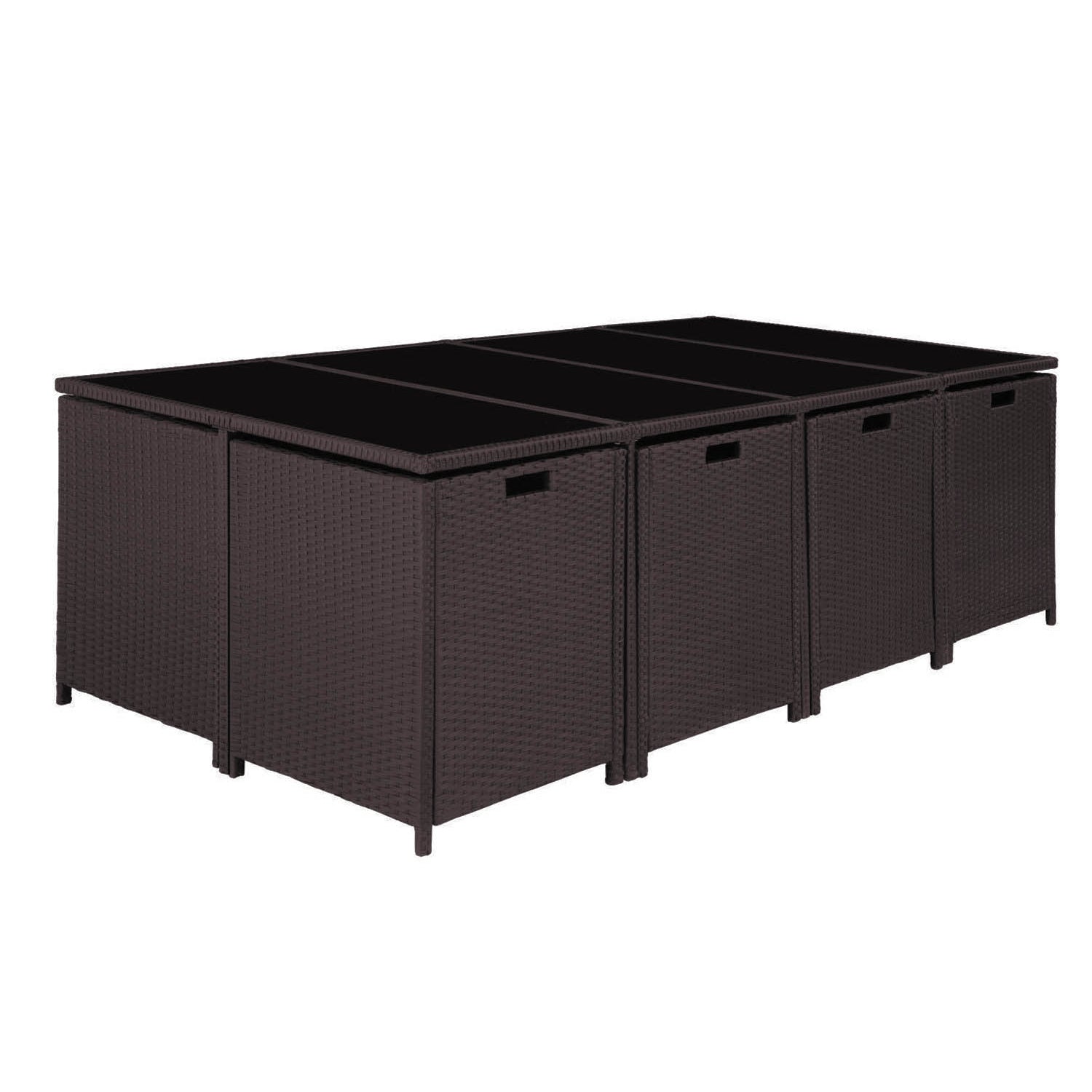 undefined Salon de jardin encastrable 12 places marron/blanc