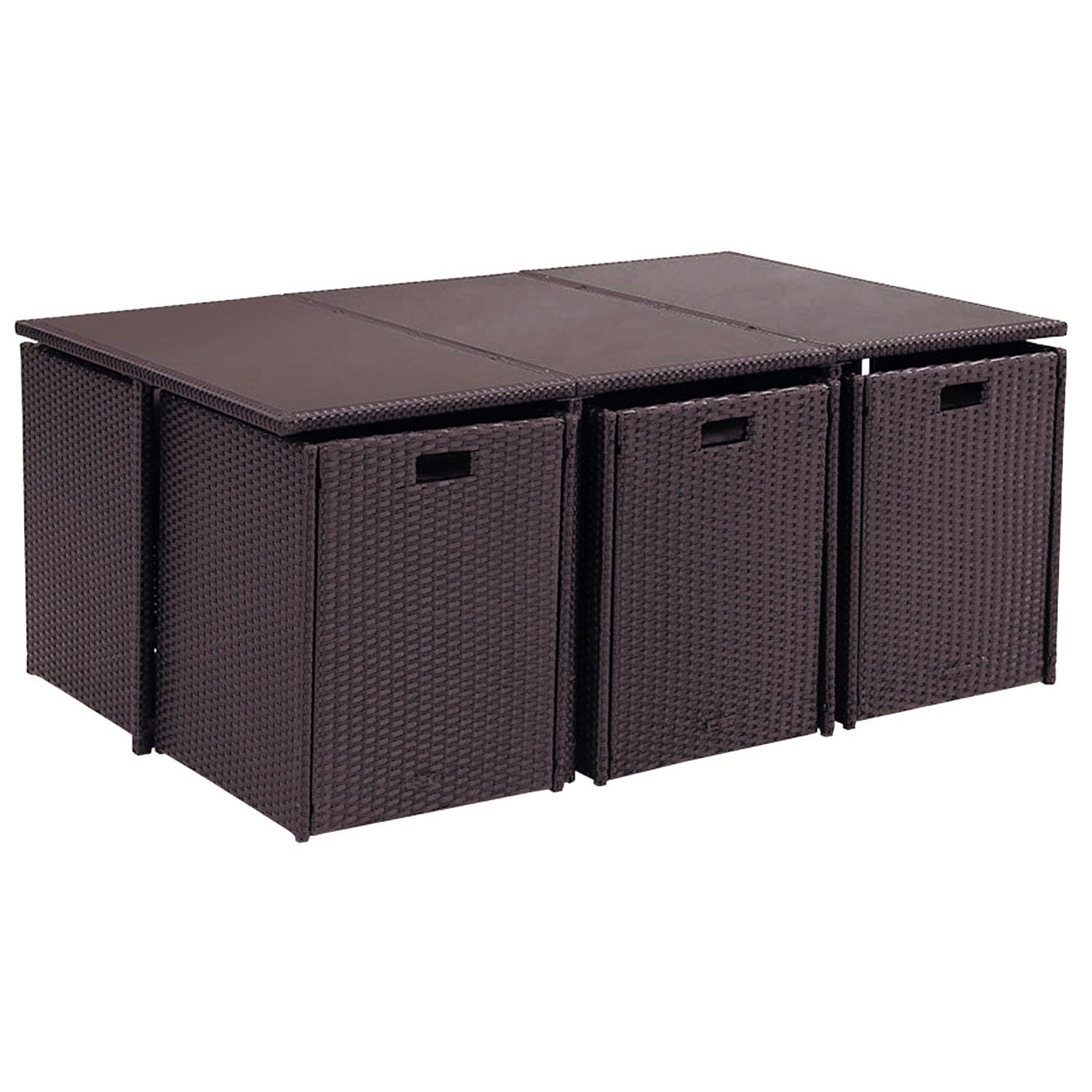 undefined Salon de jardin encastrable Marron/Blanc 10 places