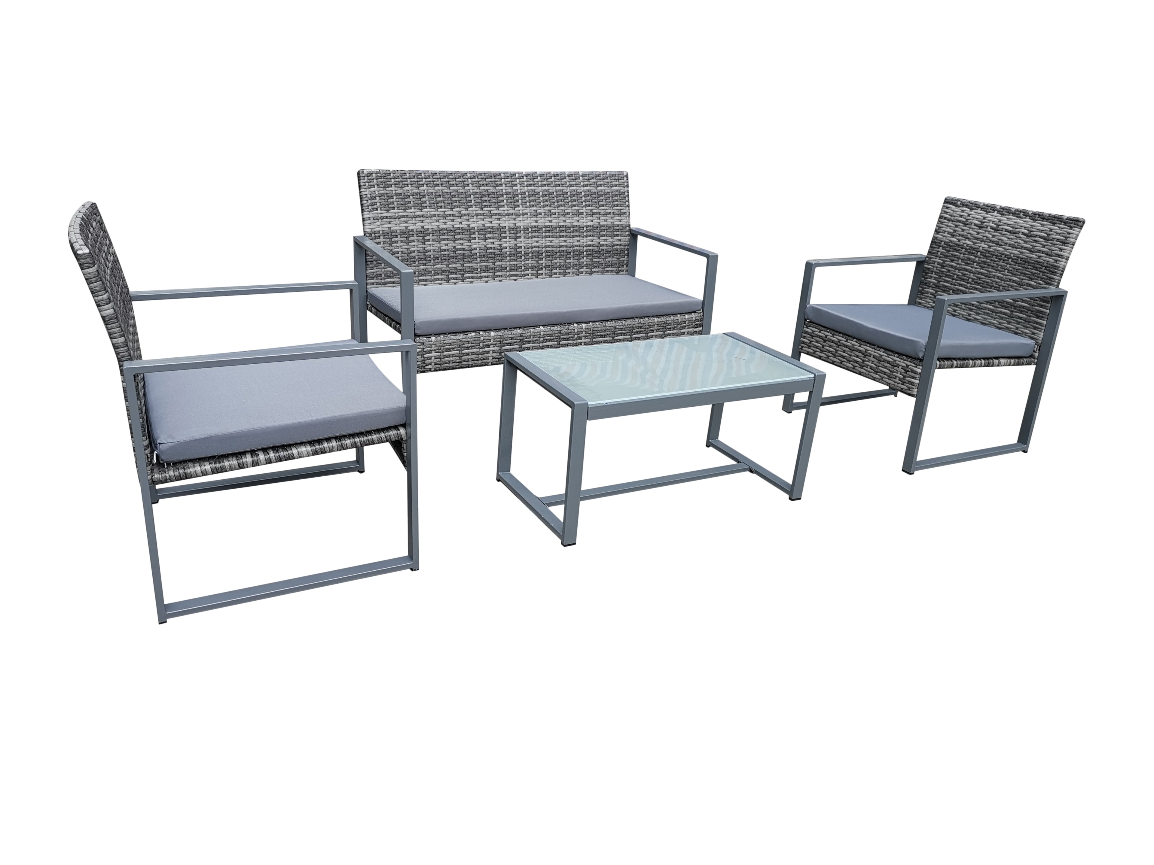 undefined Salon de jardin bas 4 places résine tressée gris foncé