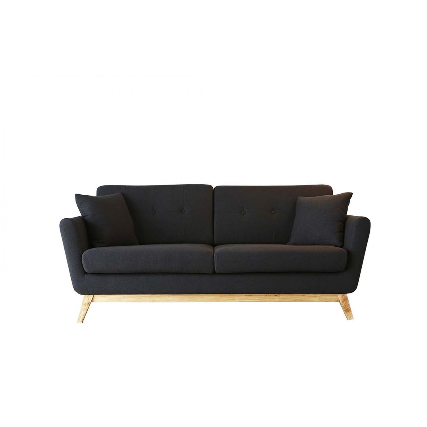 Canapé 3 places scandinave en tissu gris anthracite DOVIRA