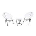 undefined Salon de jardin 2 fauteuils ronds et table basse blanc