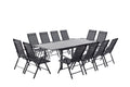 Table de jardin et 12 chaises en aluminium gris TAVIRA
