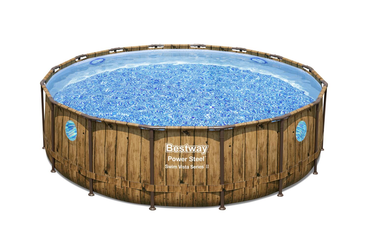 Piscine hors sol effet bois brun 4,88 x 1,22 m HALIRA