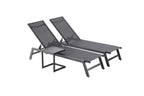 Lot de 2 transats et une table d'appoint noir NELINA