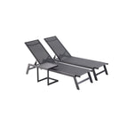 Lot de 2 transats et une table d'appoint noir NELINA