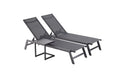 Lot de 2 transats et une table d'appoint noir PEROU