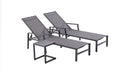 Lot de 2 transats et une table d'appoint gris SITGES