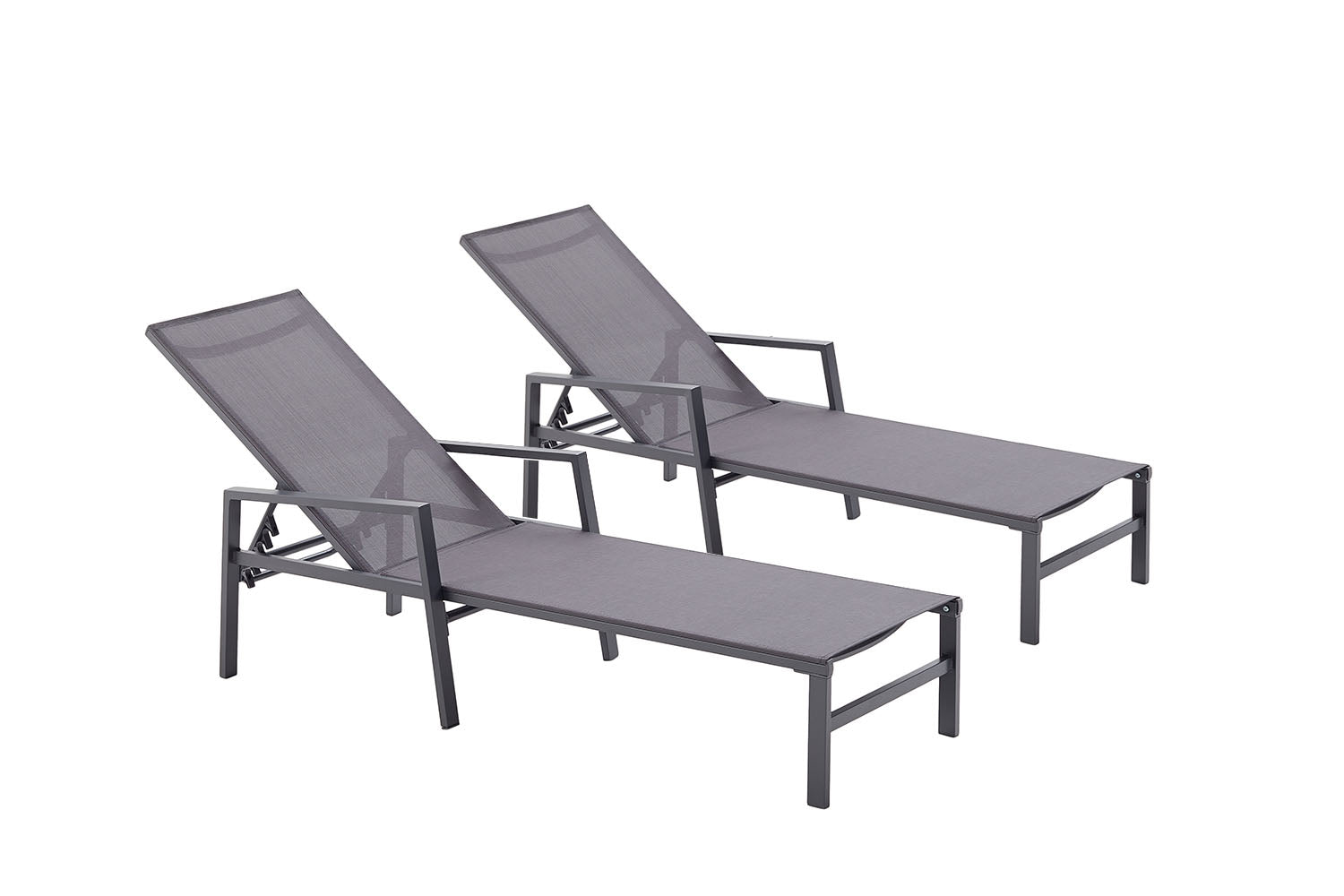 Lot de 2 transats en aluminium gris foncé SITGES