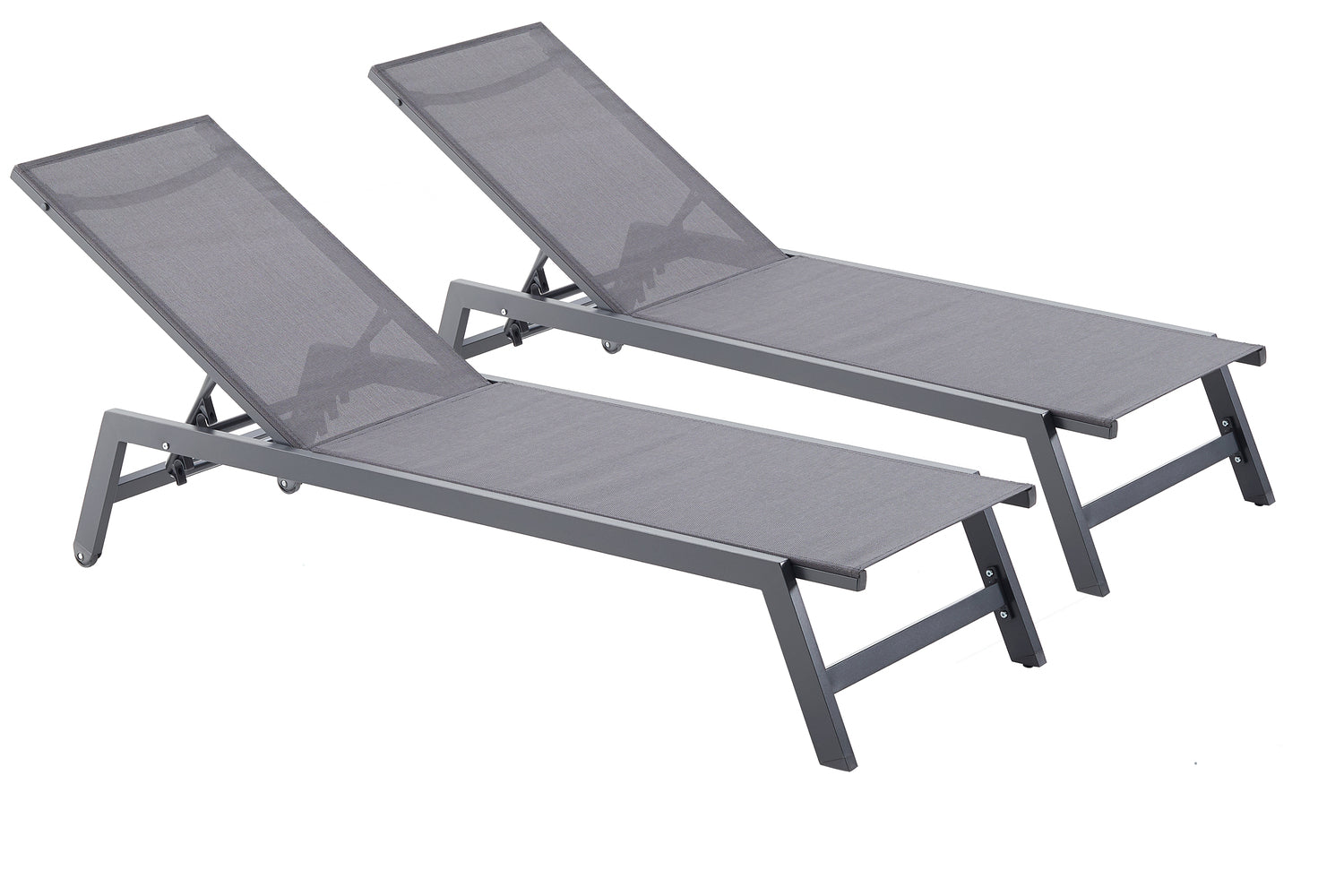 Lot de 2 transats avec roulettes gris foncé NELINA