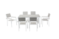 Table de jardin et 6 fauteuils en aluminium gris et blanc WARA