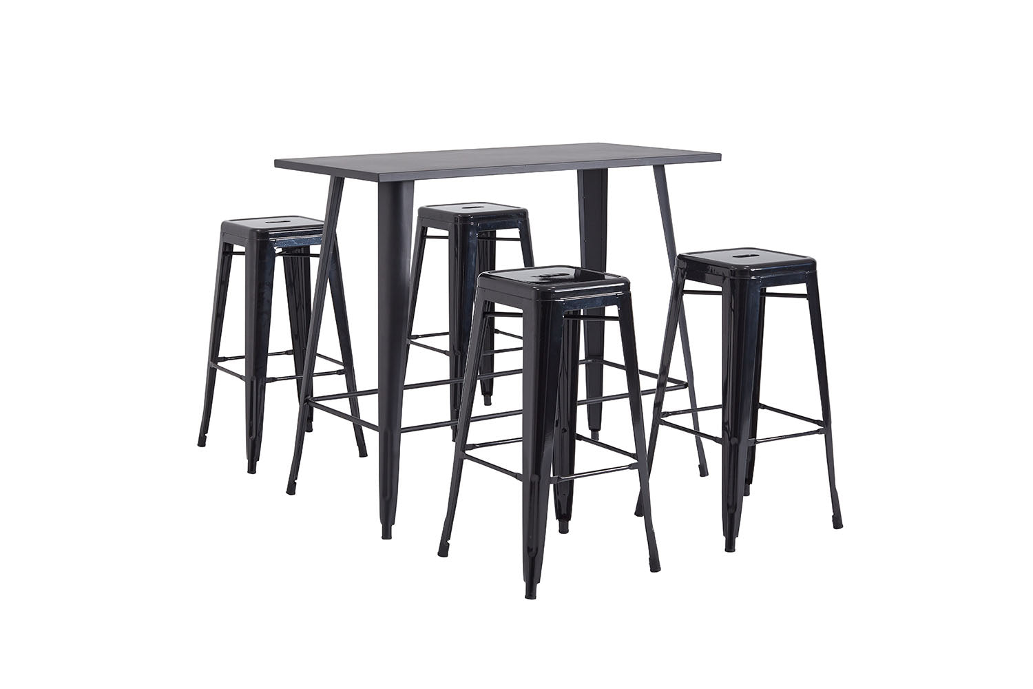 undefined Salon de jardin haut 4 places en métal noir