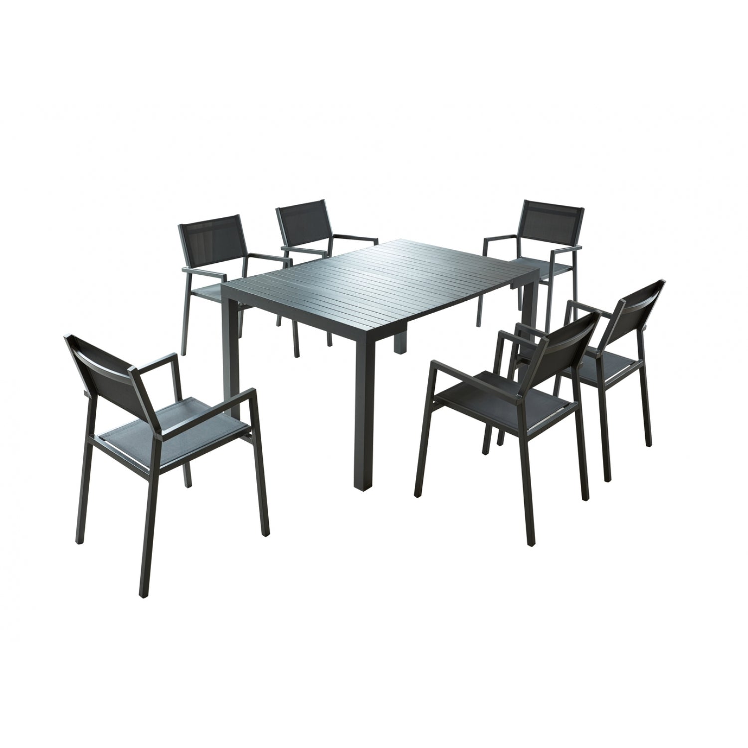 Console extensible et 6 chaises en aluminium RAVELO