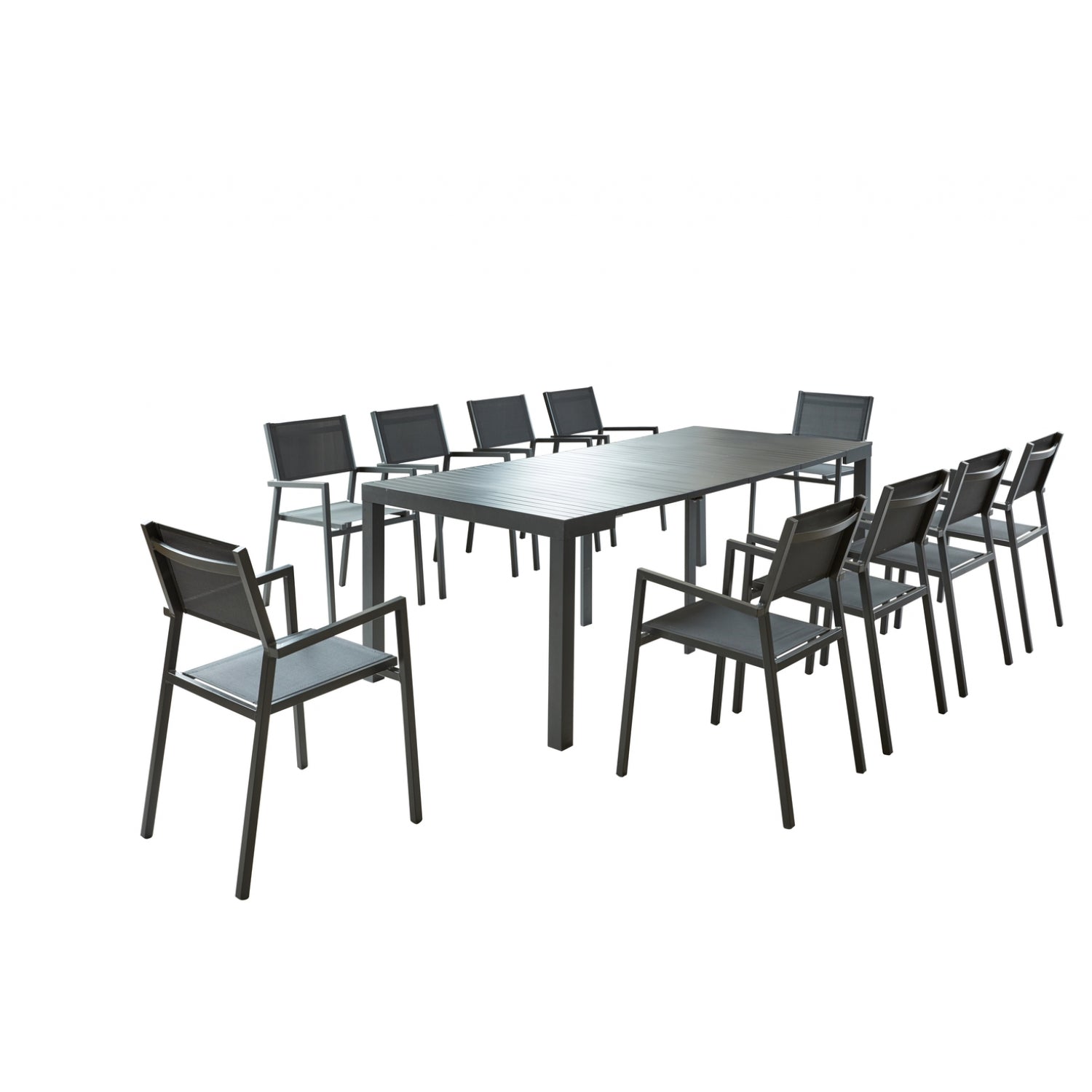 Console extensible et 10 chaises en aluminium LACOS