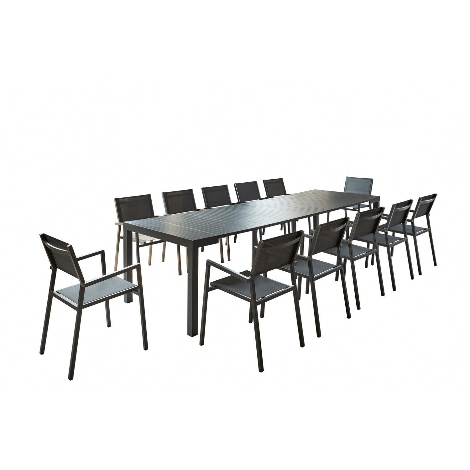Console extensible et 12 chaises en aluminium RAVELO