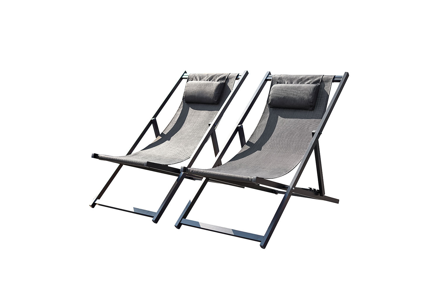 Lot de 2 transats alu gris GWEN