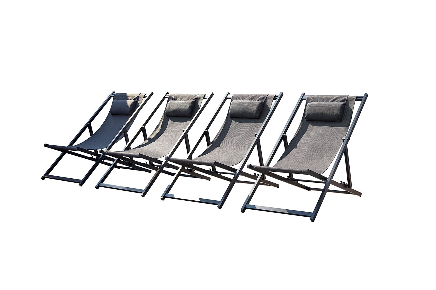 Lot de 4 transats alu gris GWEN