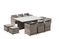 undefined Salon de jardin encastrable 10 personnes en résine tressée gris