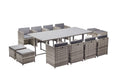 undefined Salon de jardin encastrable 12 personnes en résine tressée gris