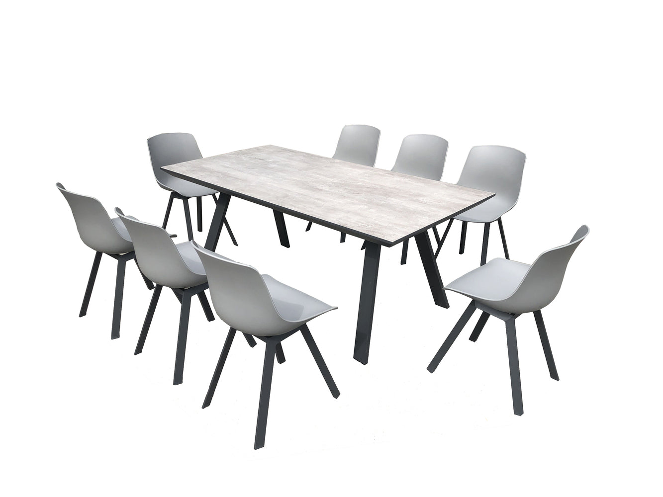Salon de jardin aluminium et plateau aspect ciment 8 places KENZA