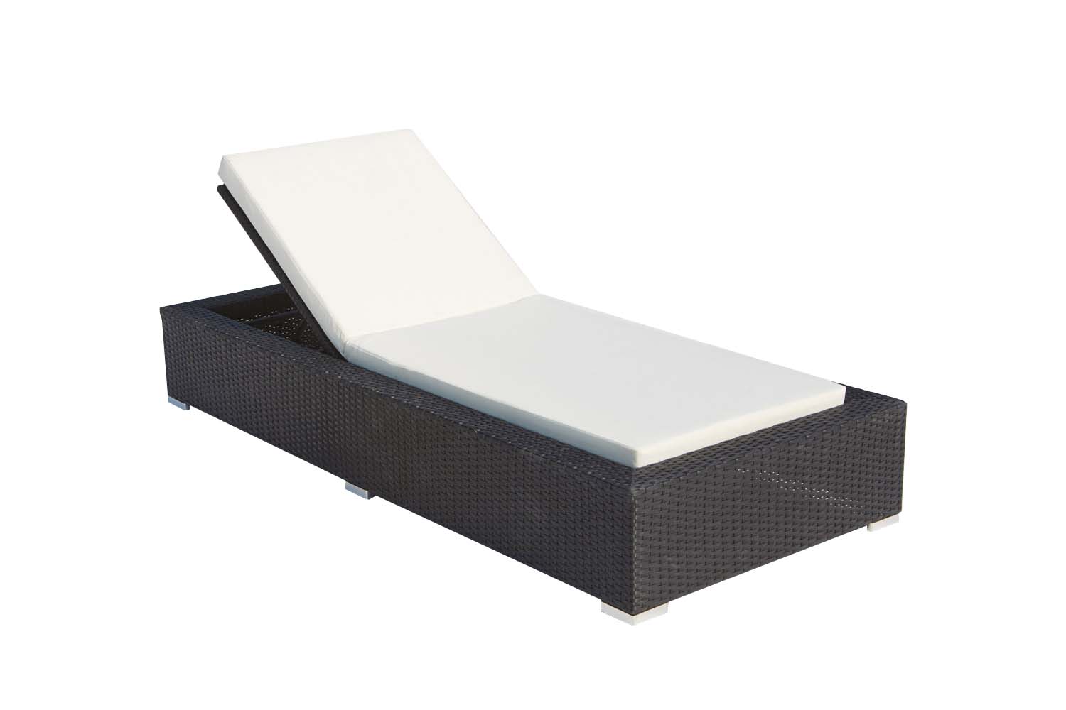 undefined Bain de soleil avec matelas en résine tressée noir et blanc
