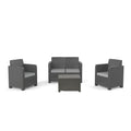 undefined Salon de jardin 4 places effet résine tressée gris