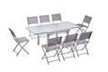 Table de jardin extensible 8 places et 8 chaises KIVANA