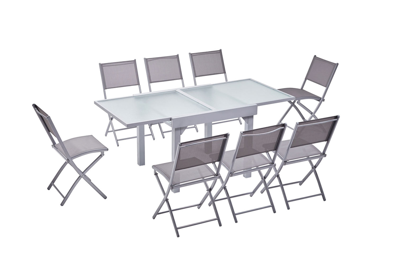 Table de jardin extensible 8 places et 8 chaises SACRAMENTO