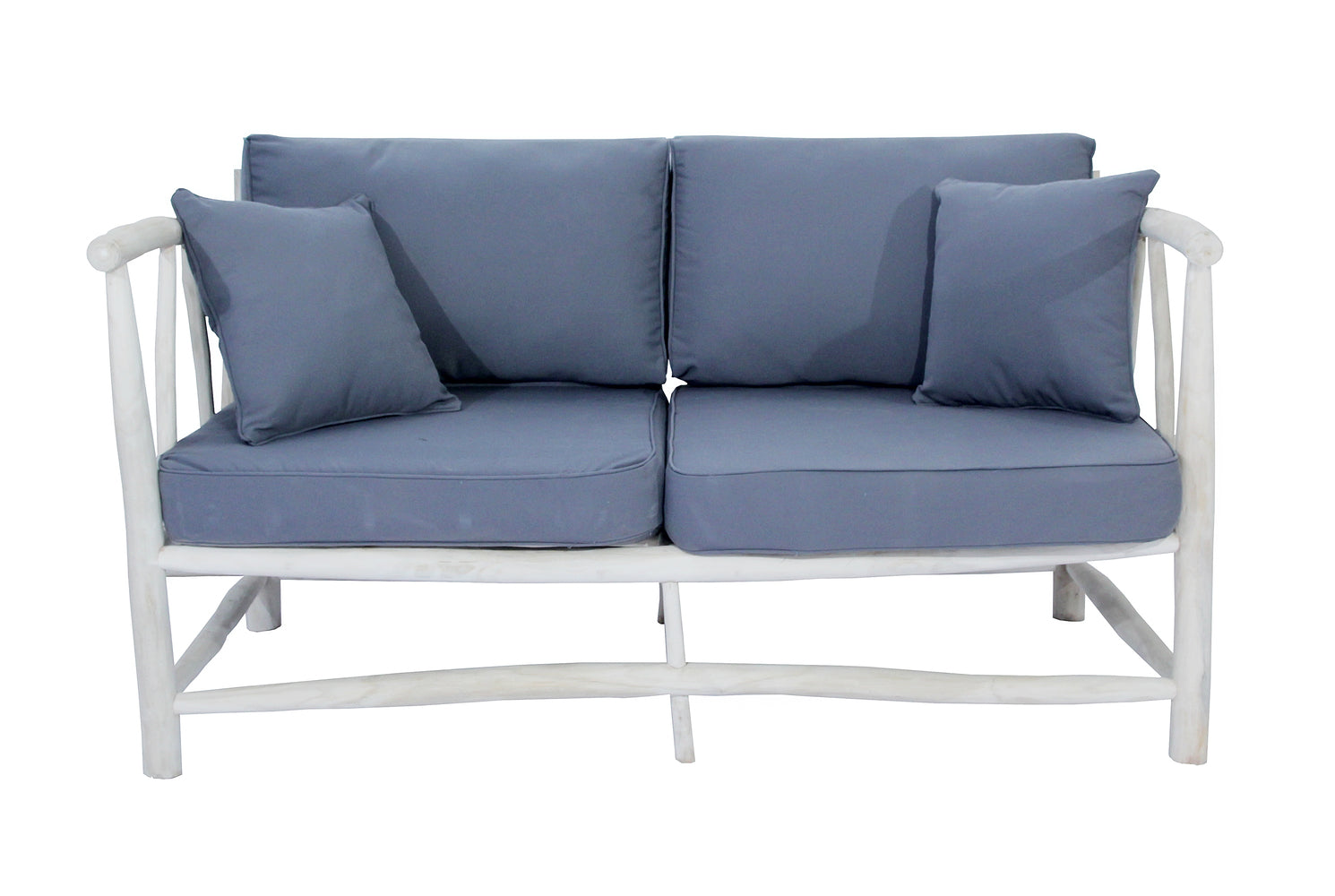 Fauteuil 2 personnes en teck avec coussin gris OLIVIA