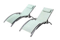Lot de 2 transats en aluminium et toile PVC vert pastel ANTIBES