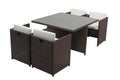 Table et chaises 4 places encastrables résine marron/blanc ERVILO