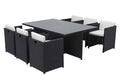 Salon de jardin 6 places noir/blanc + housse de protection ERVILO