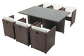Salon de jardin 6 places marron/blanc + housse de protection ERVILO