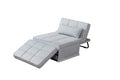 Fauteuil pouf ottoman gris 3 en 1 en tissu gris clair VOLTERRA