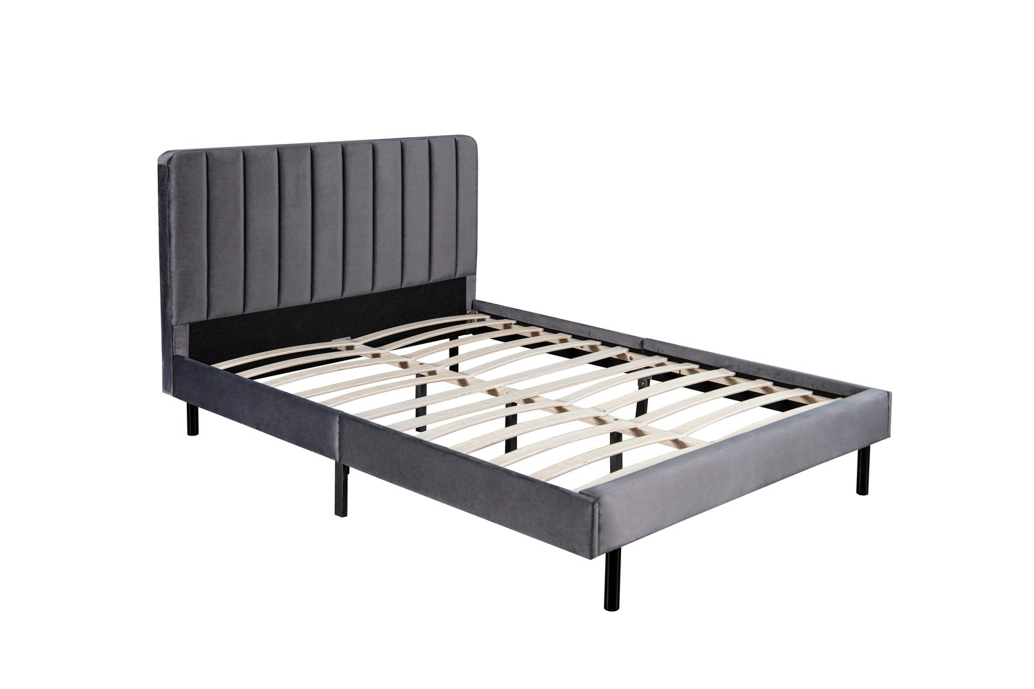 Lit 160x200 cm en velours gris ORLANDO
