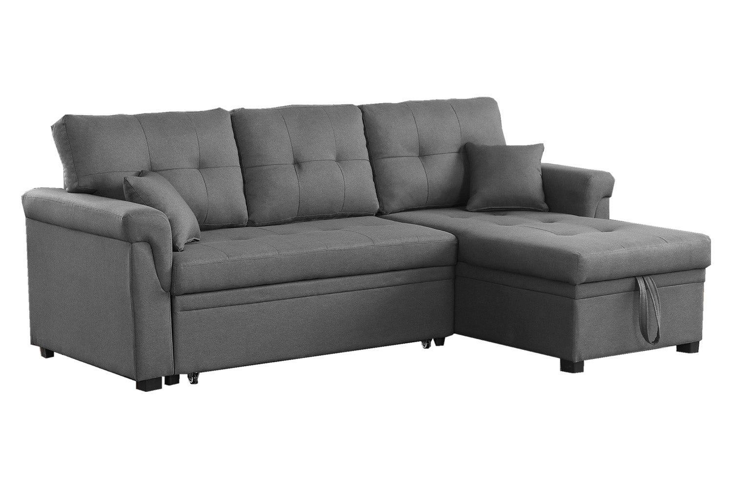 Canapé d'angle droit convertible 4 places en tissu gris clair STAVANGER