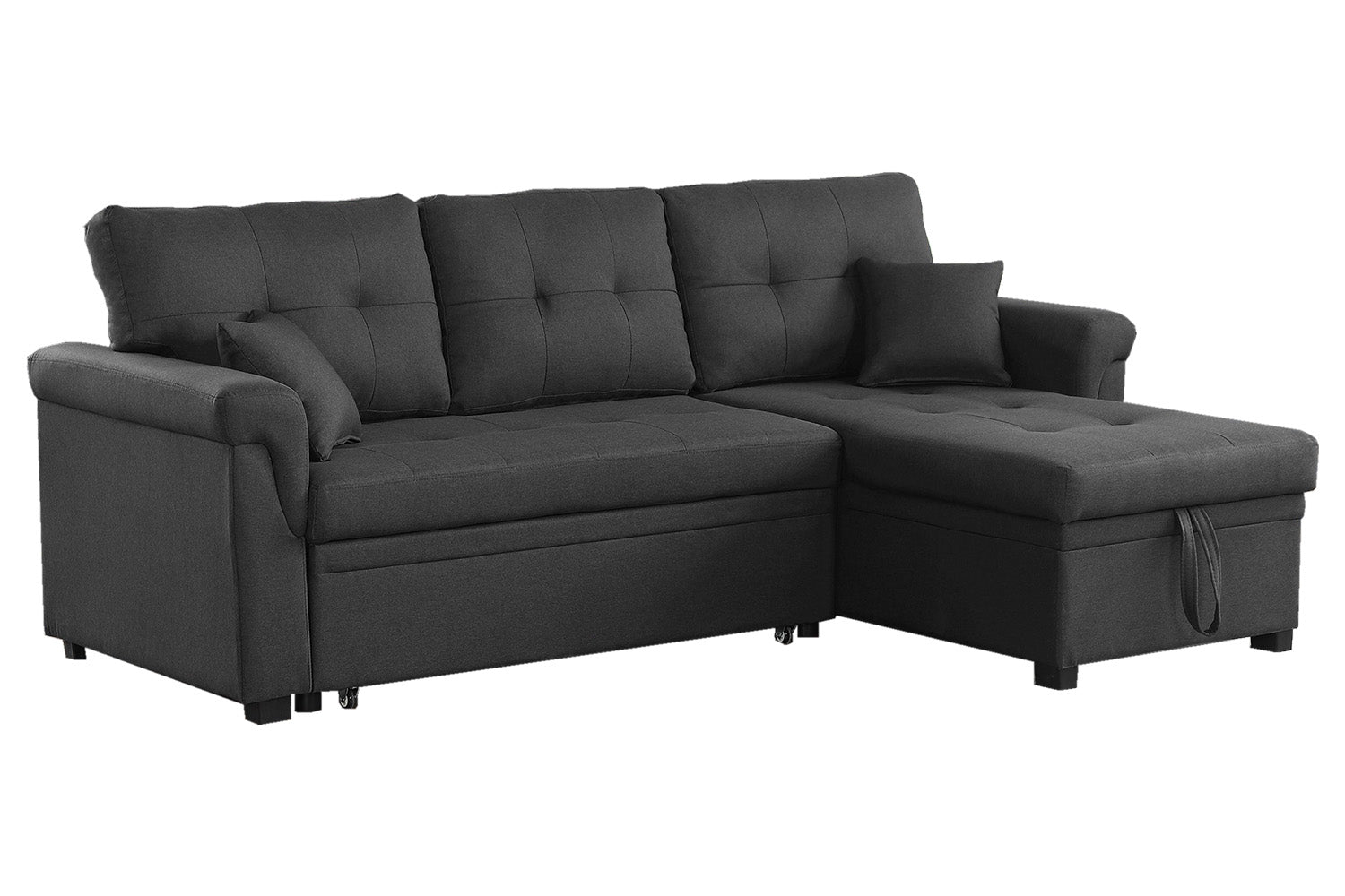 Canapé d'angle droit convertible 4 places en tissu gris foncé STAVANGER