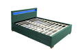 Lit en velours vert avec rangements et led intégrées 160x200 cm CELINA