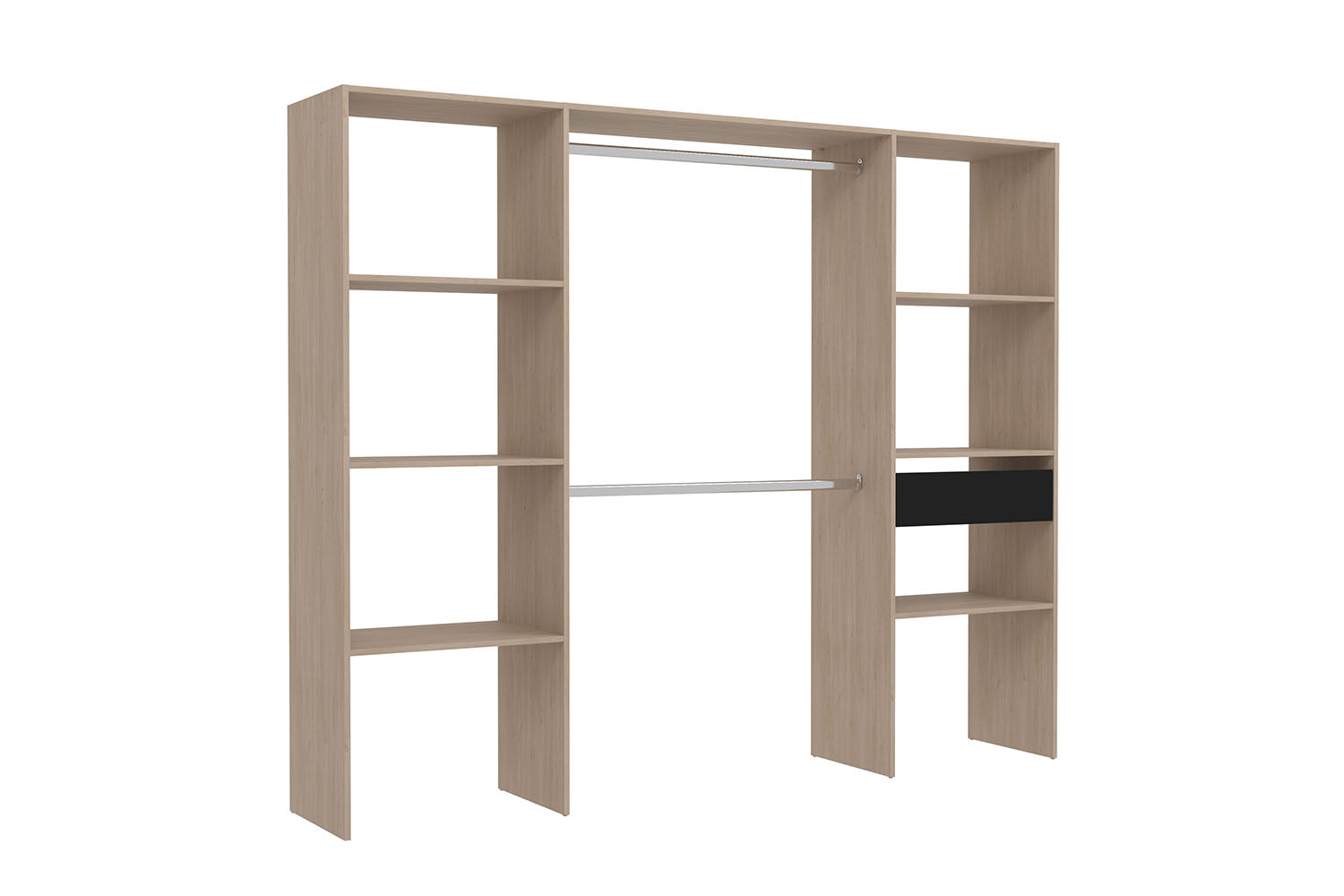 undefined Dressing bois avec 6 étagères, 1 tiroir et 2 penderies : 220 x 40 x 180 cm