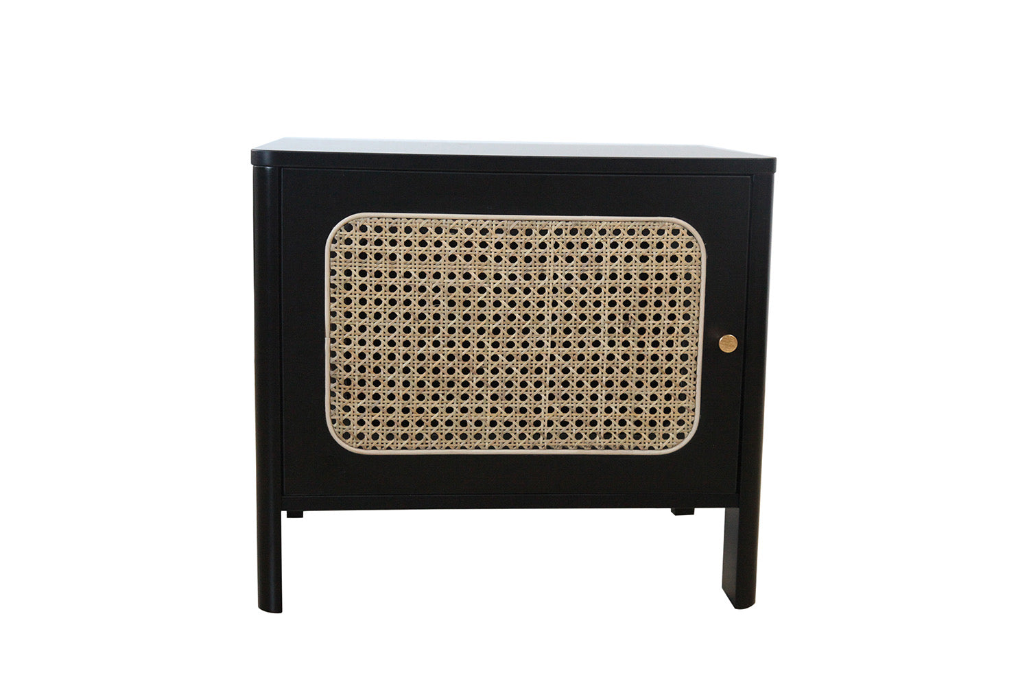 Table de chevet canage et bois noir MONTRELO