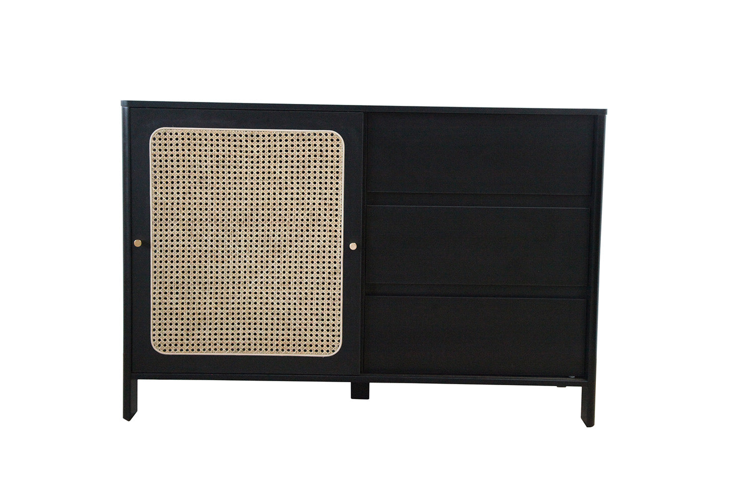 Buffet en bois noir effet cannage MONTRELO