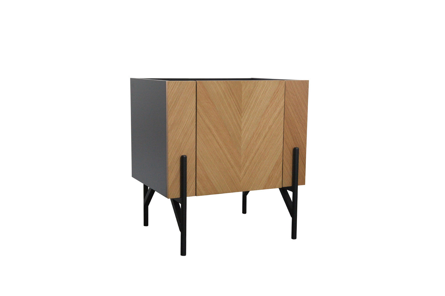 Meuble d'appoint vintage bois clair avec placard ELORA