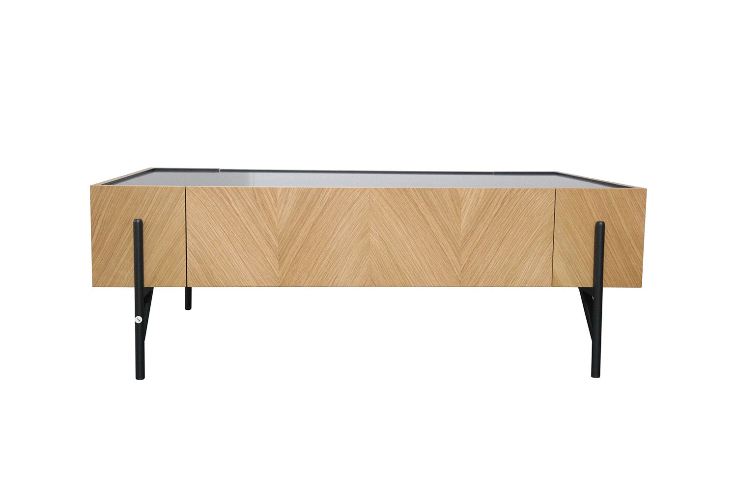 Table basse en bois clair avec 2 grands tiroirs FENIX