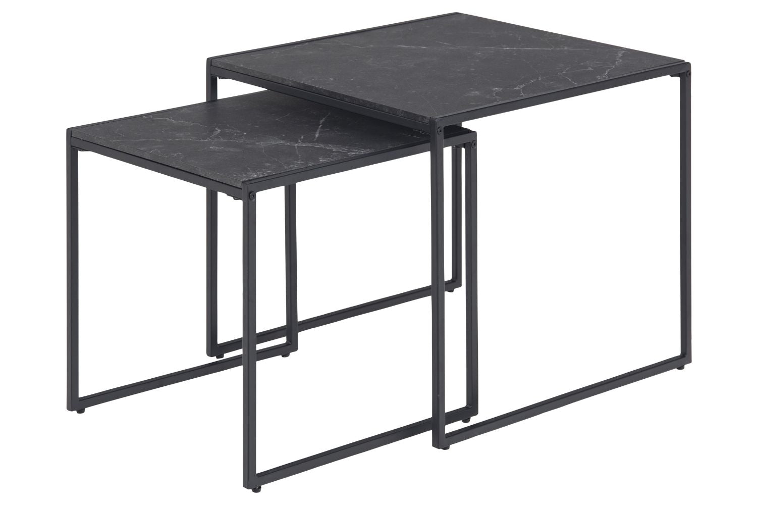 Tables gigognes carrées effet marbre noir EVELYN