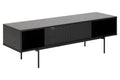 Meuble TV noir avec porte coulissante et 1 niche METTY