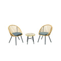 Salon de balcon 2 fauteuils et 1 table coussins gris PAULO