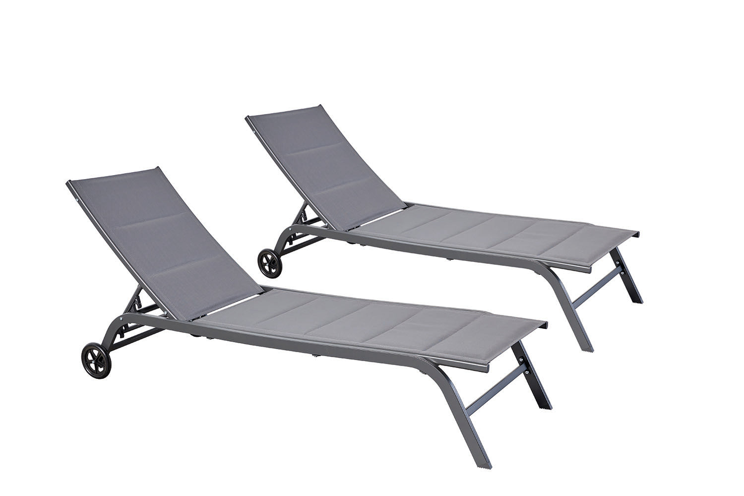 Lot de 2 transats aluminium gris foncé LIVORNO